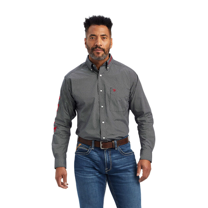 Camisas Ariat Team Massimo Classic Fit Gris Oscuro Hombre - Chile 972-QCPWIM